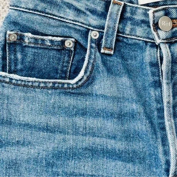 Reformation Cropped Flare Jeans Raw Hem Baltic Blue Size 26 - Picture 5 of 9